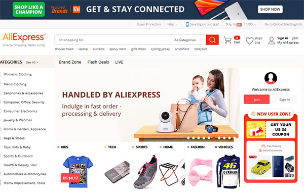 Aliexpress là một trang bán hàng điện tử lớn nhất tại Trung Quốc
