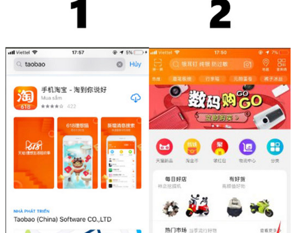 Truy cập ứng dụng Taobao trên điện thoại