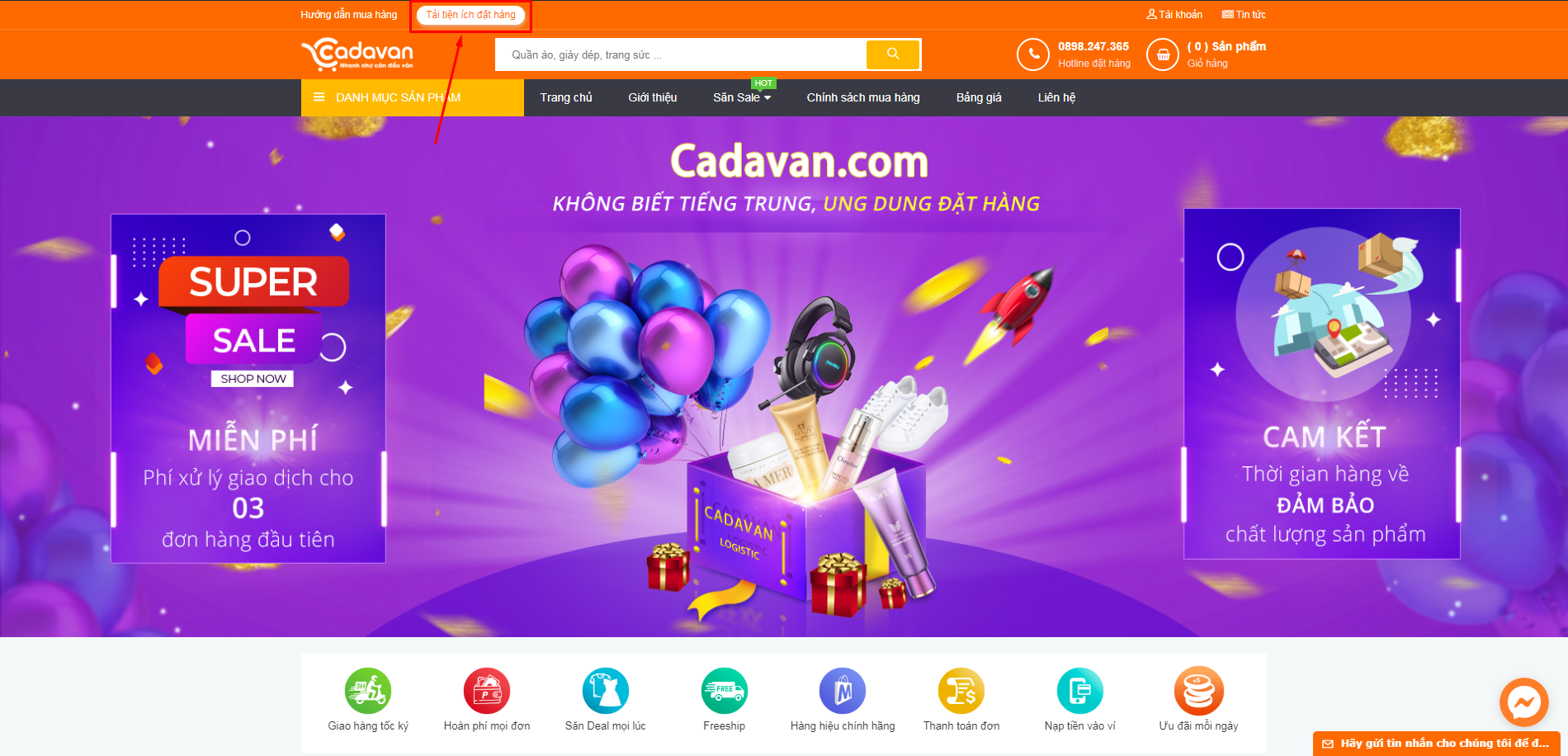 Website dịch vụ order hộ Cadavan